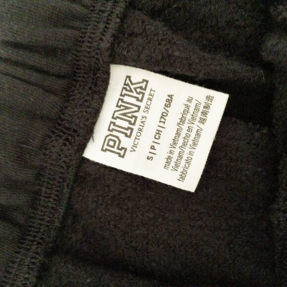 Victorias Secret Pink Black Fleece Shorts With White Logo Elastic Waistband S - Picture 8 of 12